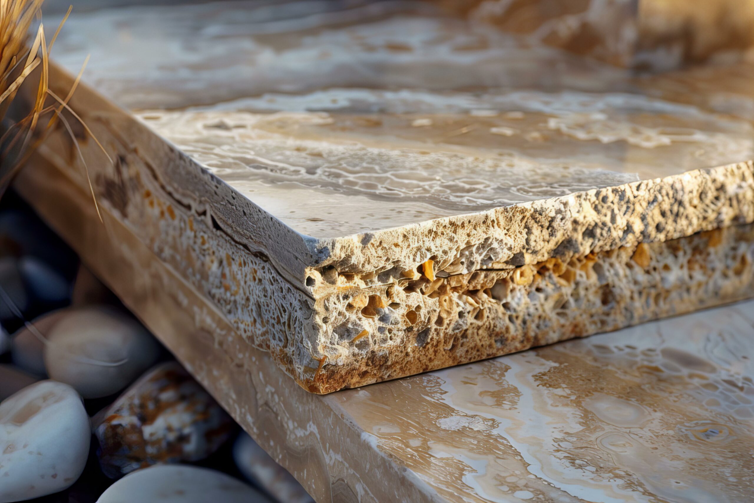 Close-up of Natural Travertine Stone Surface